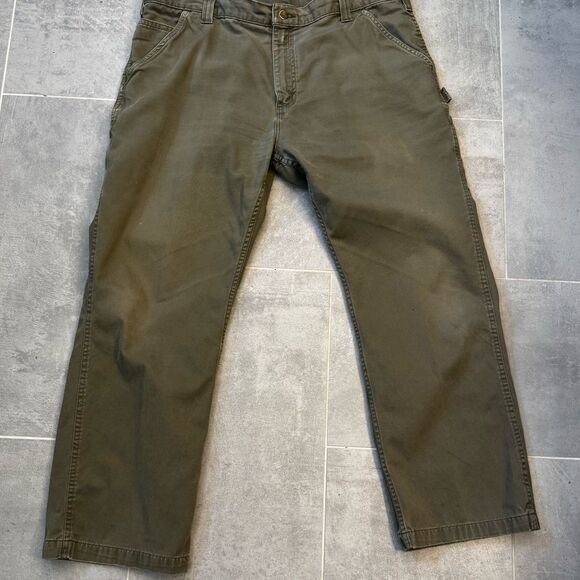 Carhartt Men's Carpenter Pants 40x30 (41x29) Green B324 ARG Twill Workwear - Picture 7 of 15